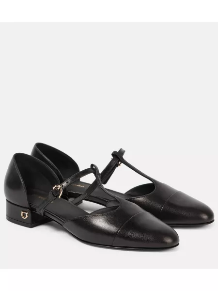 Læder mary jane pumps Ferragamo sort