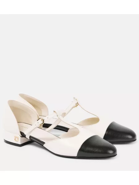 Mary jane pumps i läder Ferragamo vit