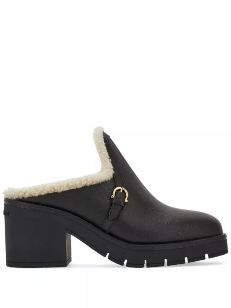 Chunky mules med hæle Ferragamo sort