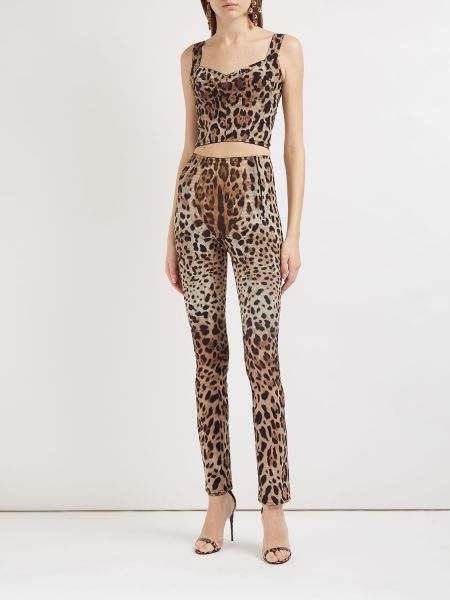 Pantalones rectos con estampado leopardo Dolce & Gabbana