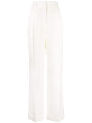 Pantalon droit taille haute en laine Casablanca blanc