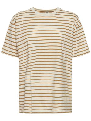T-shirt en coton à rayures Toteme beige
