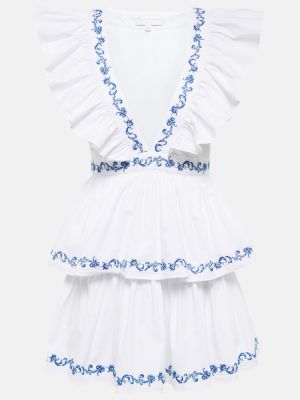 Bavlněné mini šaty s výšivkou Caroline Constas - bílá
