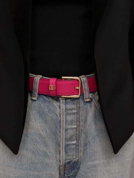 Кожаный ремень Dolce & Gabbana розовый