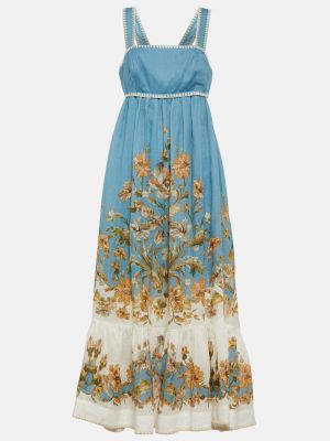 Платье миди в цветочек с принтом Zimmermann синее