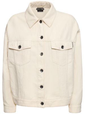 Pamučna lanena jakna Brunello Cucinelli bijela