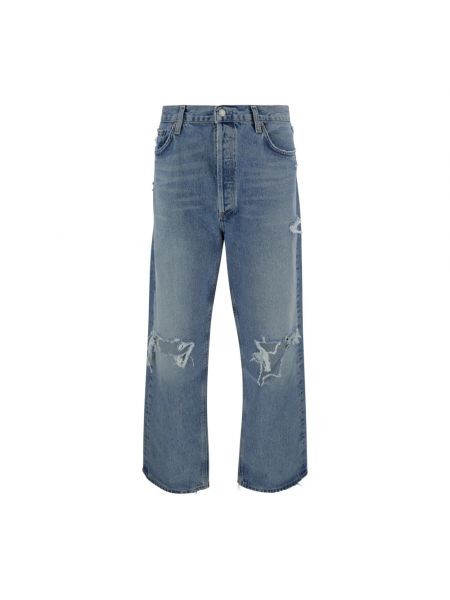 Niebieskie proste jeansy Agolde
