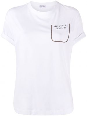 Camiseta con estampado Brunello Cucinelli blanco