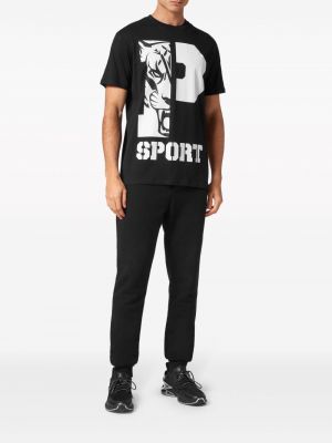 Raštuotas medvilninis sportiniai marškinėliai Plein Sport