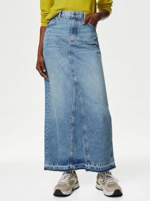 Džínsová sukňa Marks & Spencer modrá