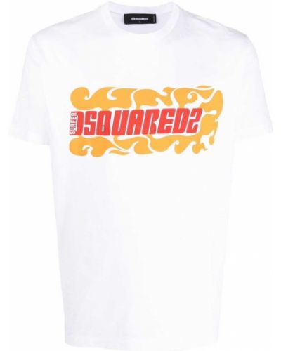 Βαμβακερή μπλούζα με σχέδιο Dsquared2 λευκό