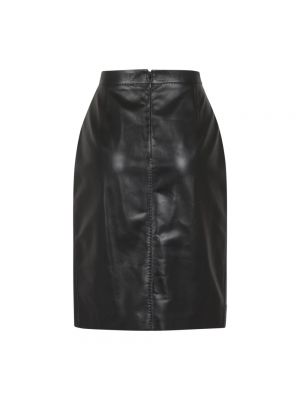 Falda de cuero Saint Laurent negro