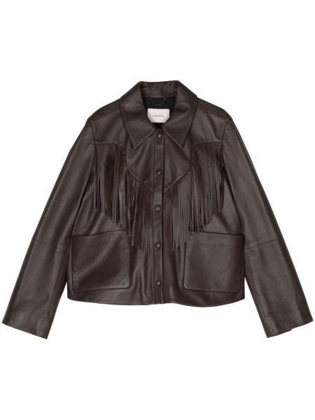 Veste de cuir à franges Dorothee Schumacher marron