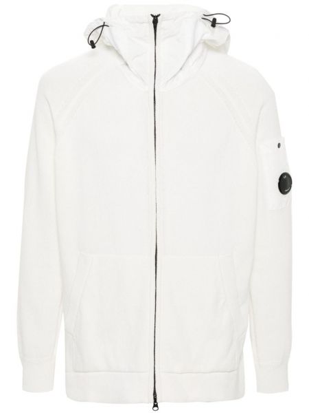 Pamučna hoodie s kapuljačom s patentnim zatvaračem C.p. Company bijela