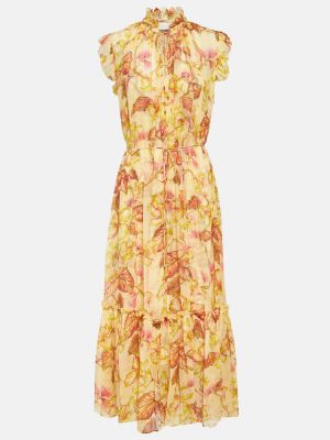 Midi haljina s printom Zimmermann žuta