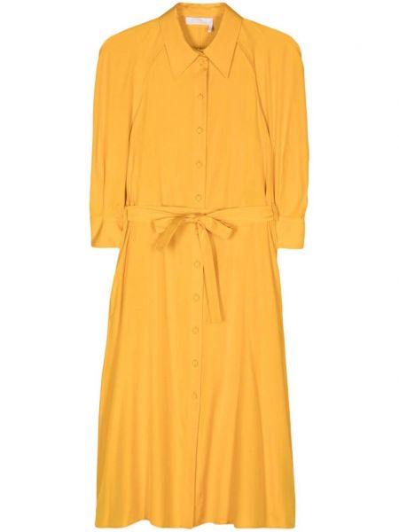 Hedvábné midi šaty Chloé žluté