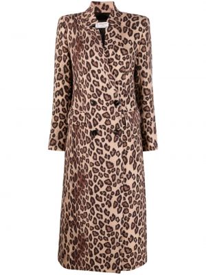 Leopardí vlněný kabát s potiskem Alberto Biani hnědý