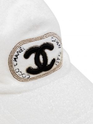 Czapka z daszkiem bawełniana Chanel Pre-owned biała