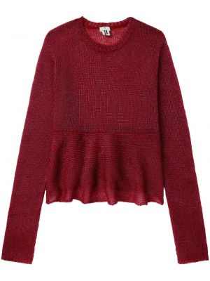 Przezroczysty sweter z baskinką Noir Kei Ninomiya czerwony