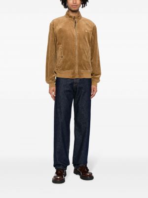 Satīna vilnas polo krekls ar izšuvumiem Polo Ralph Lauren brūns