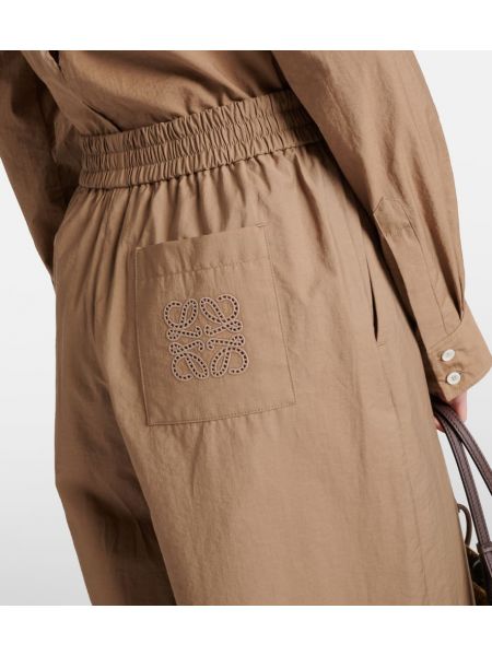 Памучни широки панталони тип „марлен“ с висока талия Loewe бежово