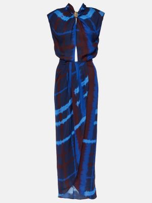 Tie-dye svilena dolga obleka Johanna Ortiz modra