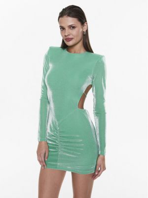 Testhezálló slim fit nylon mini ruha Rotate zöld