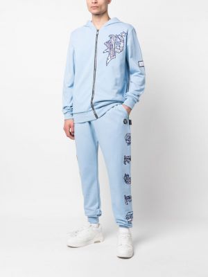 Bavlněné sportovní kalhoty Philipp Plein modré