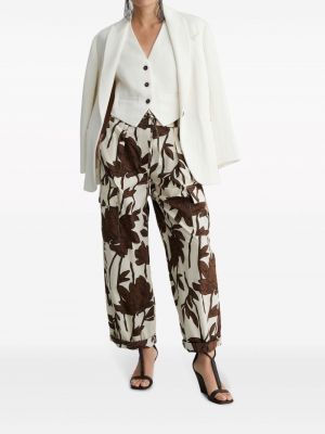 Květinové bavlněné rovné kalhoty s potiskem Brunello Cucinelli