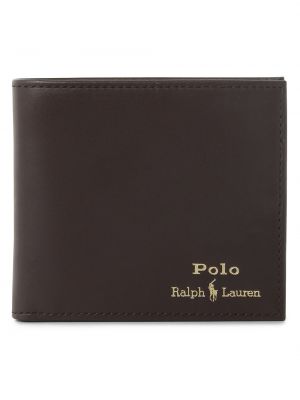 Portfel skórzany z nadrukiem Polo Ralph Lauren brązowy