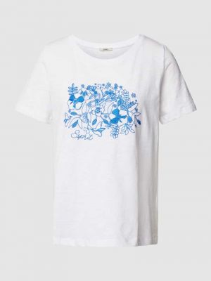 Haftowana koszulka w kwiatki Esprit biała