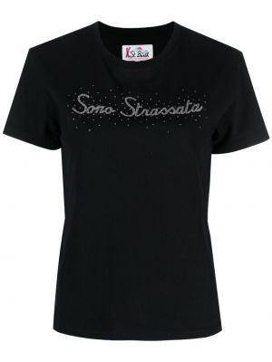 T-shirt di cotone con cristalli Mc2 Saint Barth nero
