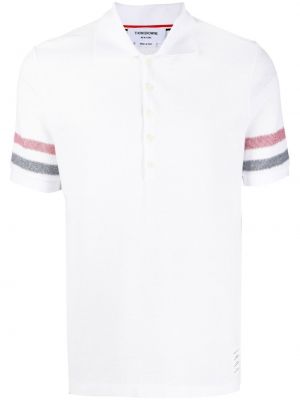 Dryžuotas medvilninis polo marškinėliai Thom Browne balta