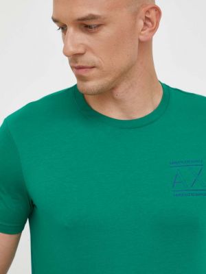 Памучна тениска с дълъг ръкав с принт Armani Exchange зелено