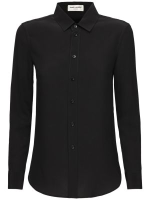 Crepe silke skjorte Saint Laurent svart