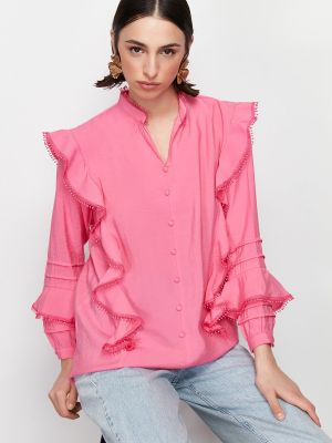 Koszula pleciona Trendyol różowa