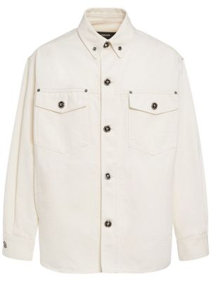 Памучна дънкова риза Versace бяло