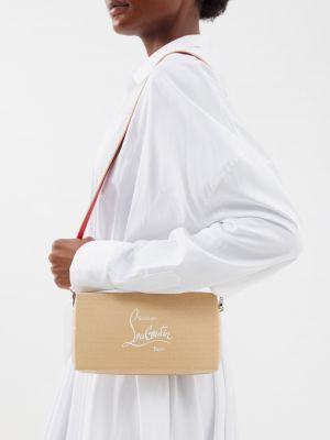 Кожаная сумка через плечо Christian Louboutin бежевая