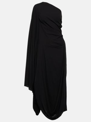 Асиметрична миди рокля с драперии Acne Studios черно