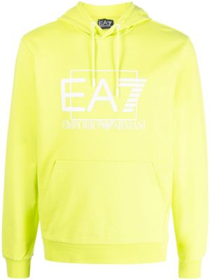 Pamučna hoodie s kapuljačom s printom Ea7 Emporio Armani zelena
