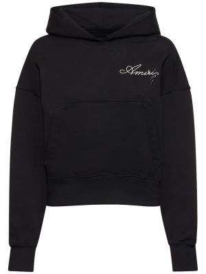 Pamučna hoodie s kapuljačom s printom od jersey Amiri crna