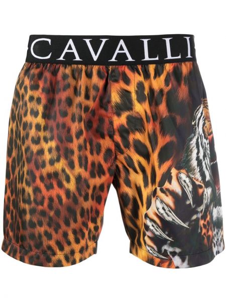 Leopard trykt shorts Roberto Cavalli oransje