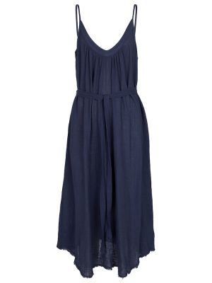 Aksamitna sukienka midi bawełniana Velvet niebieska