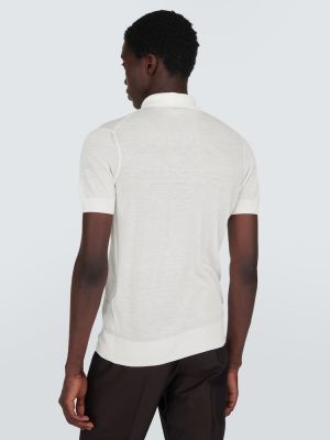 Kokvilnas zīda polo krekls Tom Ford balts