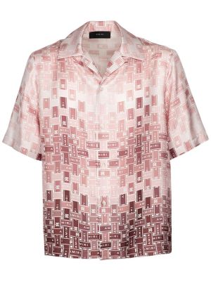 Hedvábná košile s přechodem barev Amiri růžová