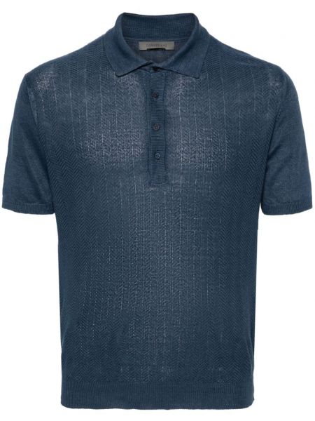 Lininis polo marškinėliai Corneliani mėlyna