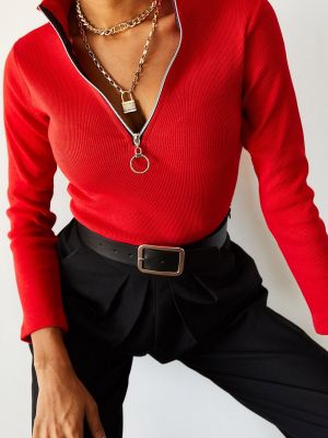 Bluză cu fermoar Xhan roșu