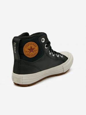 Hviezdne kožené členkové topánky Converse čierna