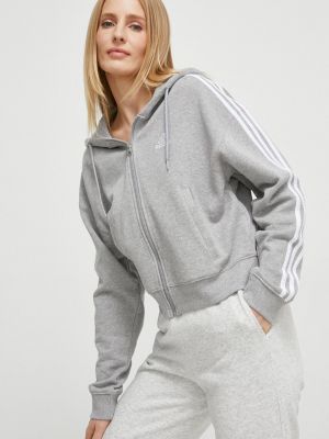 Pamučna hoodie s kapuljačom s melange uzorkom Adidas siva