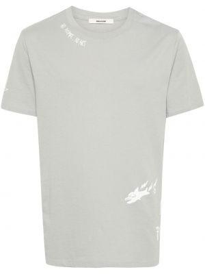 Bavlněné tričko s potiskem Zadig&voltaire šedé